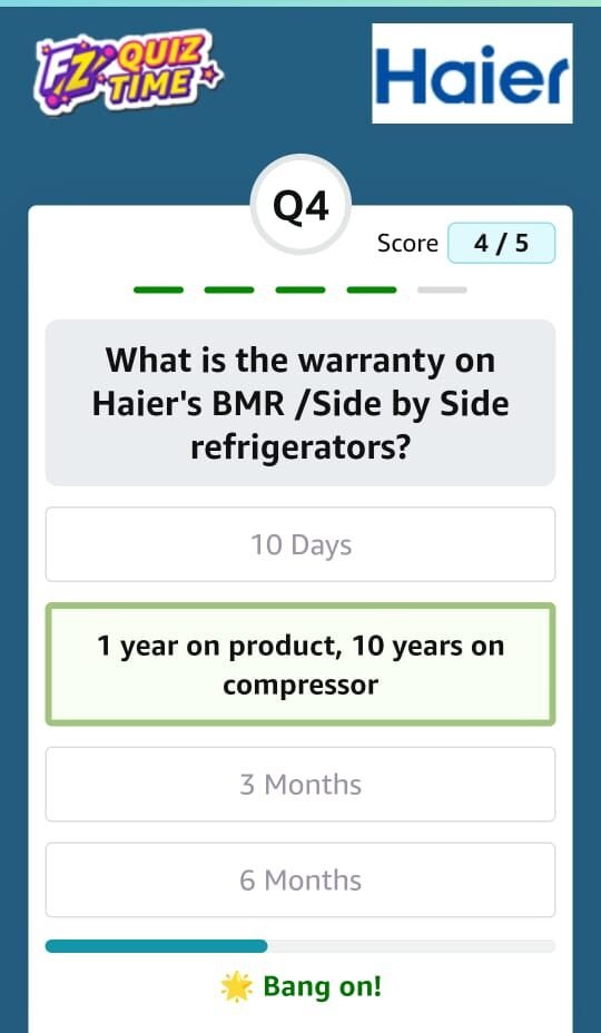 What is the warranty on Haier's BMR Side by Side refrigerators